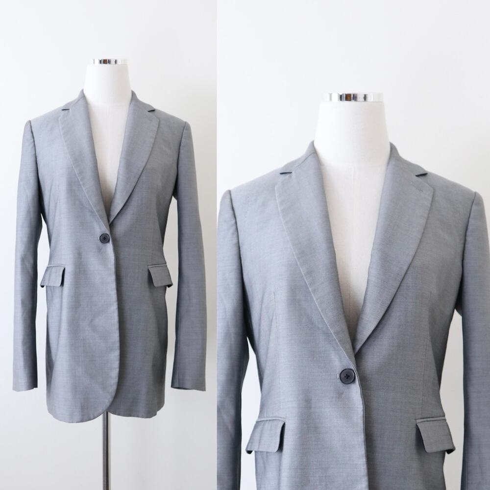 Joseph Size 42 US 10 Laurent Super 100 Wool Twill Blazer Gray Single Button